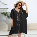 Hand-hooked floral patchwork cover-ups fashionable and loose beach cover-up cover-ups beach bikini outer cover-up cover-ups