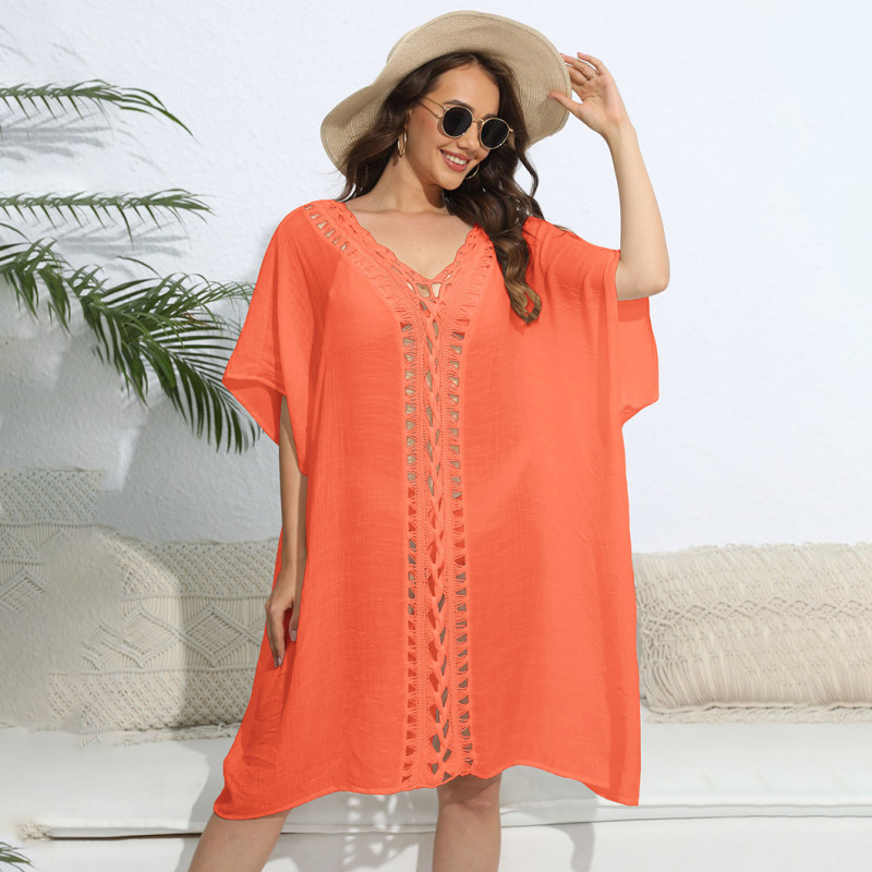 Hand-hooked floral patchwork cover-ups fashionable and loose beach cover-up cover-ups beach bikini outer cover-up cover-ups