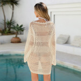 Wavy collar knit cover-ups open and loose cover-ups beach-style bikini vacation cover-ups