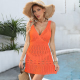 Sexy cut-out deep V cover-ups cross-cut waistback tank cover-ups beach-style bikini vacation cover-ups