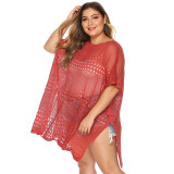 Plus-size sexy see-through cover-ups women's hollow-out bikini cover-ups fashionable beach vacation cover-ups