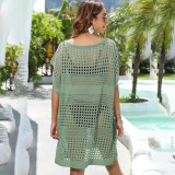 Open-weave woven cover-ups multi-color loose cover-ups fashionable beach resort cover-ups