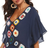 Sexy deep V hook-pieced cover-ups irregular slit cover-ups fashionable beach resort cover-ups
