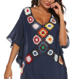 Sexy deep V hook-pieced cover-ups irregular slit cover-ups fashionable beach resort cover-ups