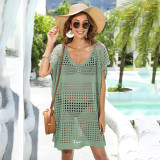 Open-weave woven cover-ups multi-color loose cover-ups fashionable beach resort cover-ups