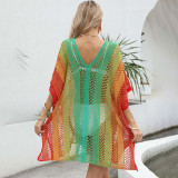 Gradient color open-weave cover-ups loose and casual bikini-style cover-ups fashionable beach resort cover-ups