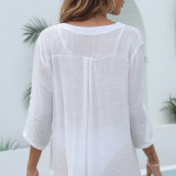 Sexy deep V woven cover-ups loose and casual bikini cover-ups fashionable beach resort cover-ups