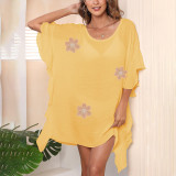 Ruffled pure-color cover-ups simple and loose cover-ups fashionable beach resort cover-ups