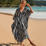 Big size V-neck patterned cover-ups multi-color loose cover-ups fashionable seaside vacation cover-ups