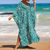 Big size V-neck patterned cover-ups multi-color loose cover-ups fashionable seaside vacation cover-ups