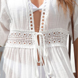 Lace patchwork cardigan cover-ups fashionable multi-color strapless cover-ups fashionable beach vacation cover-ups