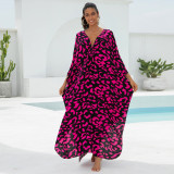 Big size V-neck patterned cover-ups multi-color loose cover-ups fashionable seaside vacation cover-ups