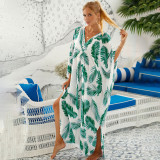 Big size V-neck patterned cover-ups multi-color loose cover-ups fashionable seaside vacation cover-ups