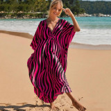Big size V-neck patterned cover-ups multi-color loose cover-ups fashionable seaside vacation cover-ups
