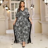 Big size V-neck patterned turtleneck cover-ups multi-color loose mid-layer knitted cover-ups fashionable beach vacation cover-ups