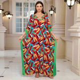 Big size V-neck patterned turtleneck cover-ups multi-color loose mid-layer knitted cover-ups fashionable beach vacation cover-ups