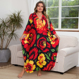 Big size beach gradient floral cover-ups multi-color robe-style cover-ups seaside vacation long cover-ups