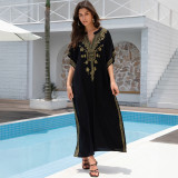 Big size beach print cover-ups multi-color long robe sun protection cover-ups seaside vacation long cover-ups