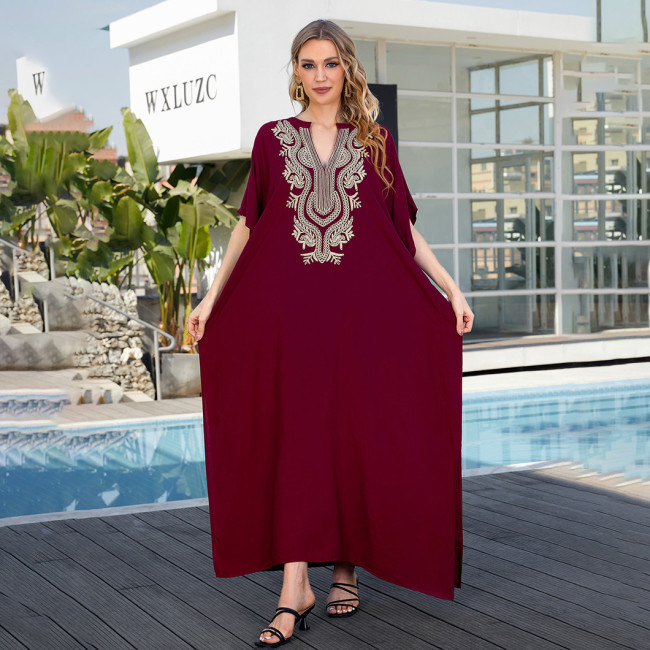 Big size beach print cover-ups multi-color long robe sun protection cover-ups seaside vacation long cover-ups