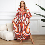 Big size beach gradient floral cover-ups multi-color robe-style cover-ups seaside vacation long cover-ups