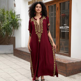 Big size beach print cover-ups multi-color long robe sun protection cover-ups seaside vacation long cover-ups