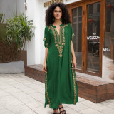 Big size beach print cover-ups multi-color long robe sun protection cover-ups seaside vacation long cover-ups