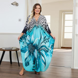Big size beach gradient floral cover-ups multi-color robe-style cover-ups seaside vacation long cover-ups