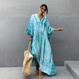 Big size beach gradient floral cover-ups multi-color robe-style cover-ups seaside vacation long cover-ups