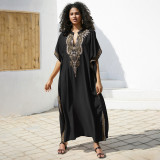 Big size beach print cover-ups multi-color long robe sun protection cover-ups seaside vacation long cover-ups