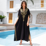 Big size beach print cover-ups multi-color long robe sun protection cover-ups seaside vacation long cover-ups