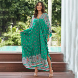 Big size beach print cover-ups multi-color long robe-style cover-ups seaside vacation long cover-ups