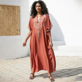 Big size beach print cover-ups multi-color long robe sun protection cover-ups seaside vacation long cover-ups