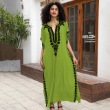 Big size beach print cover-ups multi-color long robe sun protection cover-ups seaside vacation long cover-ups