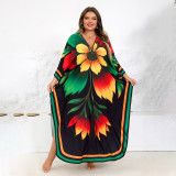 Big size beach gradient floral cover-ups multi-color robe-style cover-ups seaside vacation long cover-ups