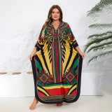Big size beach gradient floral cover-ups multi-color robe-style cover-ups seaside vacation long cover-ups