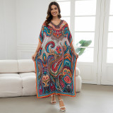 Big size beach gradient floral cover-ups multi-color robe-style cover-ups seaside vacation long cover-ups