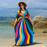 Fashionable beach and seaside turtleneck cover-ups cotton-polyester tailored printed turtleneck cover-ups vacation robe dress turtleneck cover-ups