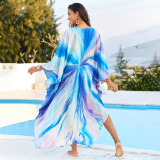 Large size printed beach cover-ups mid-layer woven vacation cover-ups multi-color seaside robe cover-ups