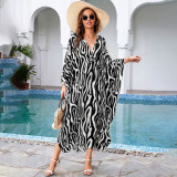 Large size printed beach cover-ups mid-layer woven vacation cover-ups multi-color seaside robe cover-ups