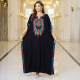 Fashionable loose-fitting beach cover-ups multi-color printed beach cover-ups vacation robe-style dress cover-ups