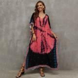 Fashionable beach and seaside turtleneck cover-ups cotton-polyester tailored printed turtleneck cover-ups vacation robe dress turtleneck cover-ups