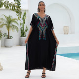 Fashionable beach and seaside turtleneck cover-ups cotton-polyester tailored printed turtleneck cover-ups vacation robe dress turtleneck cover-ups