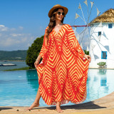 Large size printed beach cover-ups mid-layer woven vacation cover-ups multi-color seaside robe cover-ups