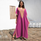 Fashionable beach and seaside turtleneck cover-ups cotton-polyester tailored printed turtleneck cover-ups vacation robe dress turtleneck cover-ups