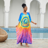 Fashionable beach and seaside turtleneck cover-ups cotton-polyester tailored printed turtleneck cover-ups vacation robe dress turtleneck cover-ups