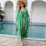 Large size printed beach cover-ups mid-layer woven vacation cover-ups multi-color seaside robe cover-ups
