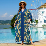 Fashionable loose-fitting beach cover-ups multi-color printed beach cover-ups vacation robe-style dress cover-ups