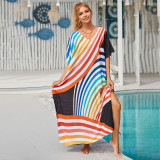 Fashionable beach and seaside turtleneck cover-ups cotton-polyester tailored printed turtleneck cover-ups vacation robe dress turtleneck cover-ups