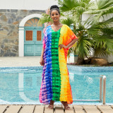 Fashionable beach and seaside turtleneck cover-ups cotton-polyester tailored printed turtleneck cover-ups vacation robe dress turtleneck cover-ups