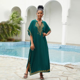 Fashionable beach and seaside turtleneck cover-ups cotton-polyester tailored printed turtleneck cover-ups vacation robe dress turtleneck cover-ups